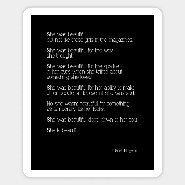 She's Beautiful | F. Scott Fitzgerald Magnet by fernandaffp